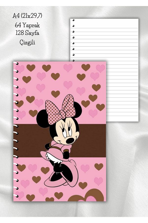 daily notebook-ميني ماوس - كتاب مدرسي بخطوط حلزونية 64 صفحة مقاس A4 (21x29,7 سم) 1