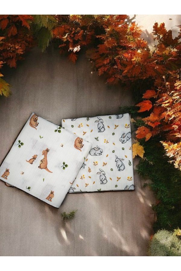 Ferdys-Set of 2 100% Cotton Organic Muslin Blanket - 80x90 1