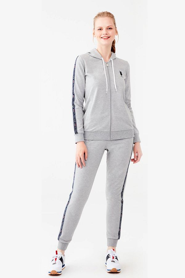 U.S. Polo Assn. Gray Hooded Cotton Women s Tracksuit Set Trendyol