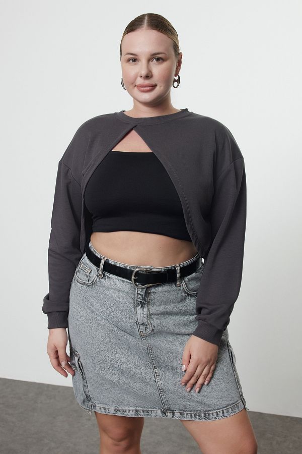 Cropped sweatshirt plus size best sale
