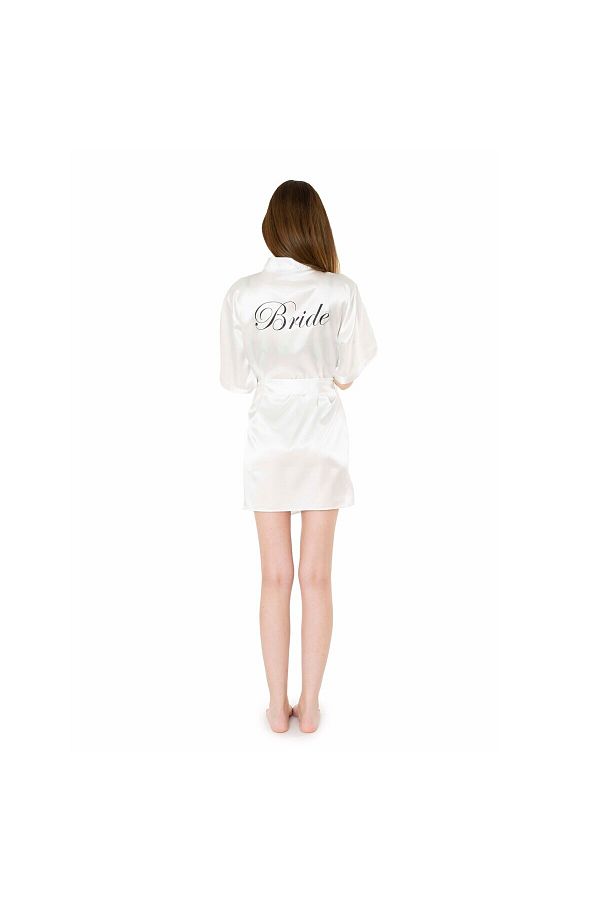 FOR YOU MODA Satin Black Bride Embroidered Bridal Robe Trendyol