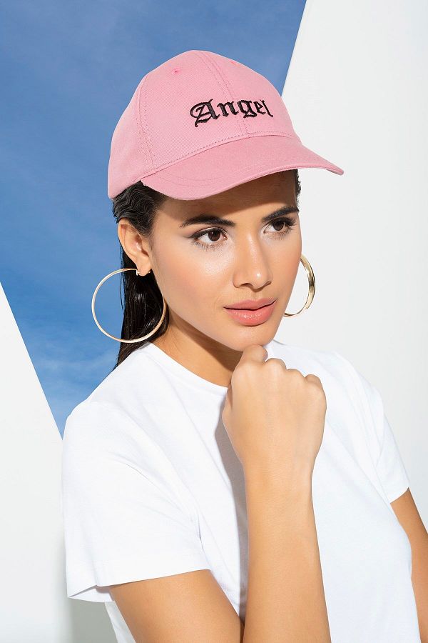For You Accessories-Angel Embroidered Peaked Baseball Pink Hat 1