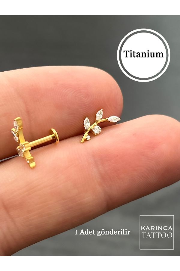 Karınca Piercing-Elegant Flower Pattern Titanium Piercing - Tragus, Conch, Helix and Cartilage Earrings 1