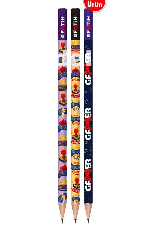 Modellino-Fatih Patterned Round Pencil - Set of 3, Pattern Options 1