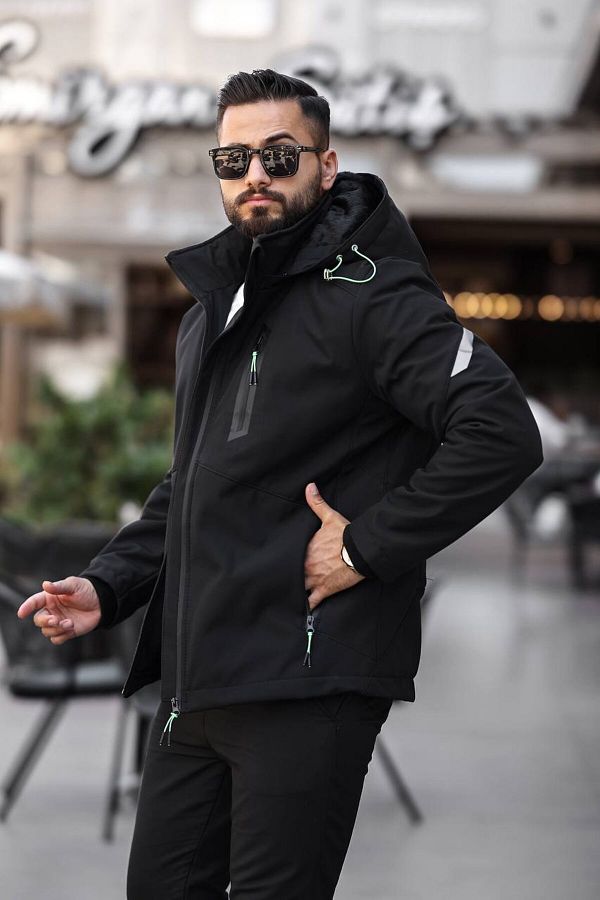 BASEL.CO-Softshell Coat - with Fur Inside, Detachable Hood, Wind and Waterproof 1