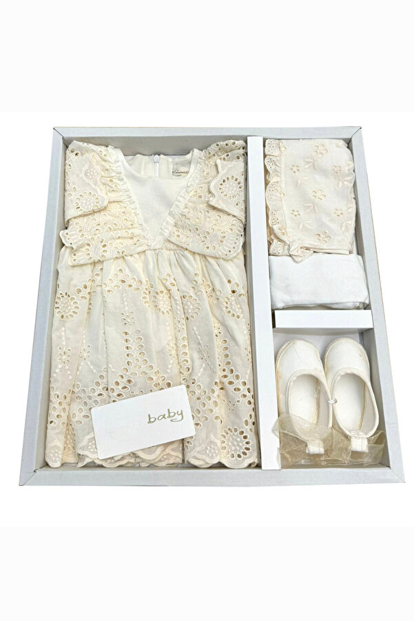 Cherub Baby Begonya Kız Bebek Brodeli Elbise Yenidoğan Lüx Elbise Seti - Hastane Çıkışı Ve Mevlütlük Takım