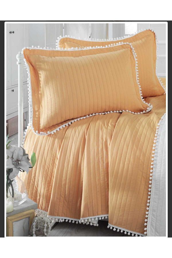 ÇAĞTEKS-Double Pompom Bedspread Set 1