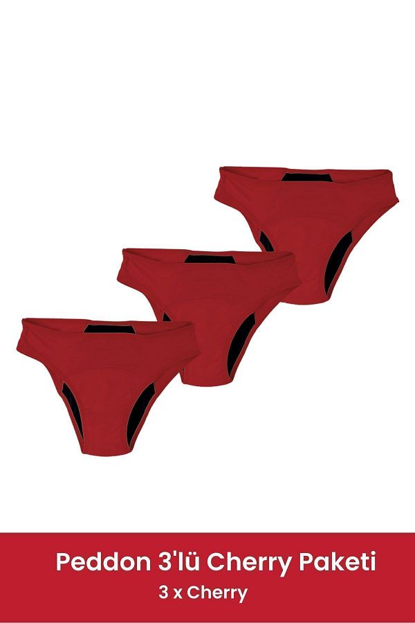 PEDDON-Cherry 3-Piece Offer Pack Super Absorbent Ultra Hygienic Leak Proof Washable Menstrual Panties 3 Pieces 1