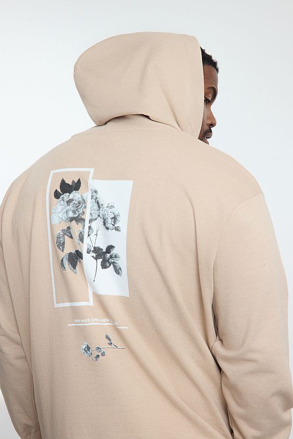 Trendyol Collection-Bluza polarowa z kapturem i nadrukiem kwiatowym Oversize - duży rozmiar Tmnaw25Ao00021 1