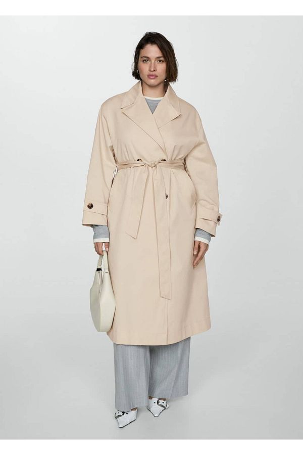 MANGO Trench Coat Beige Regular fit Trendyol