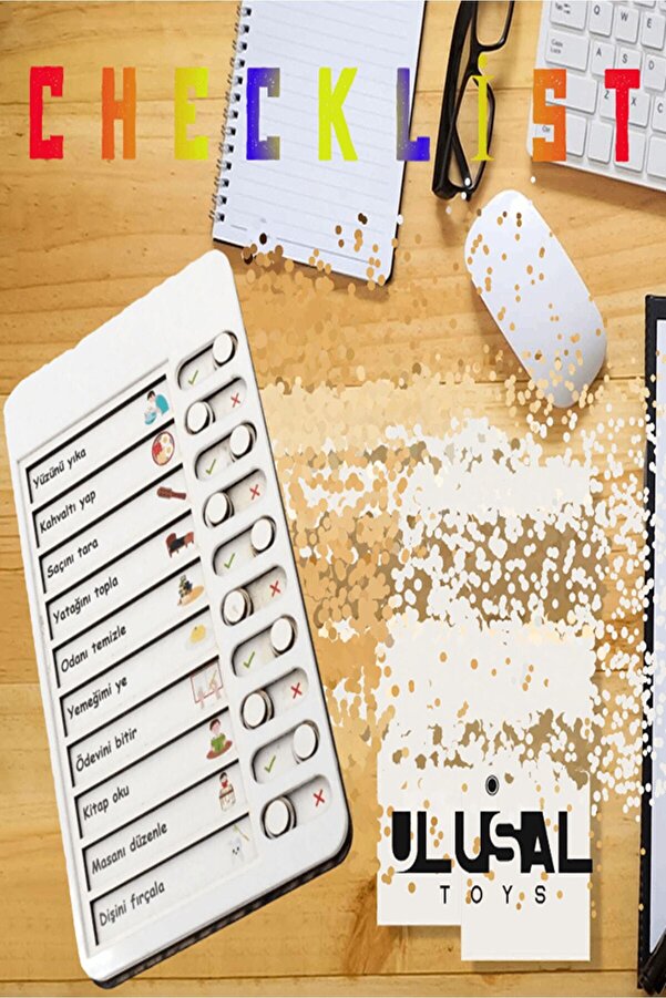ULUSAL TOYS Çocuk Günlük Rutin Checklist Kontrol Listesi Eğitici Oyuncak Ahşap Yapılacaklar Listesi