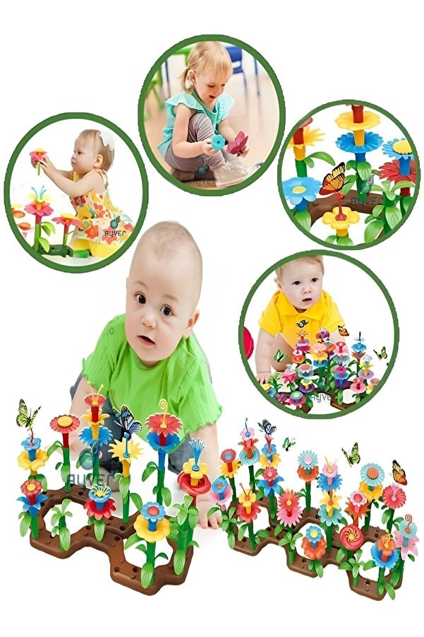 Ayver 52 Parça Bahçe Çiçek Yapım Seti Yapı Blokları Yapboz Bul Tak Puzzle Eğitici Oyuncak Çiçek Bahçesi