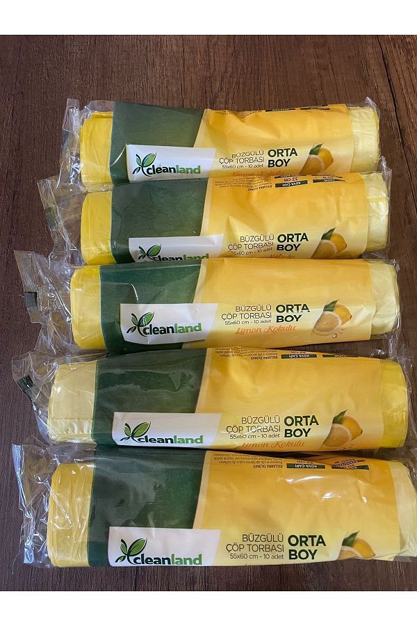 Clean-Medium Size 5 Roll Lemon Scented Drawstring Garbage Bag - 55*60 Garbage Bag 1