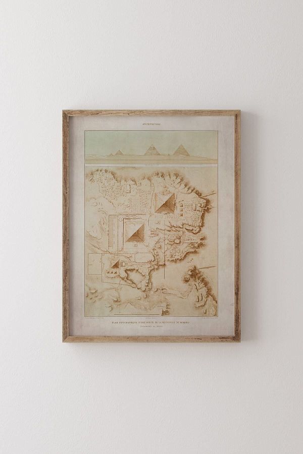 epiqart-Giza Pyramids Topographic Map - Wooden Patterned Pyramid Frame 1