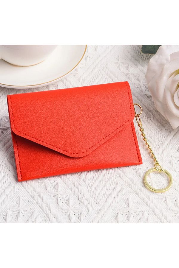 Defnella-Double Compartment Credit Card Holder Wallet with Keychain 1