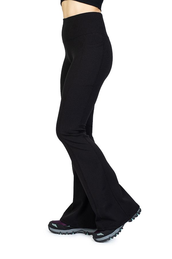 The Step Sports High Waist and Fleece Pocket Corded Black Winter Leggings Trendyol