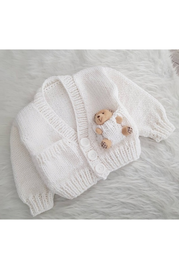 El örgüsü Ayıcıklı El Örgüsü Unisex Bebek Çocuk Hırka