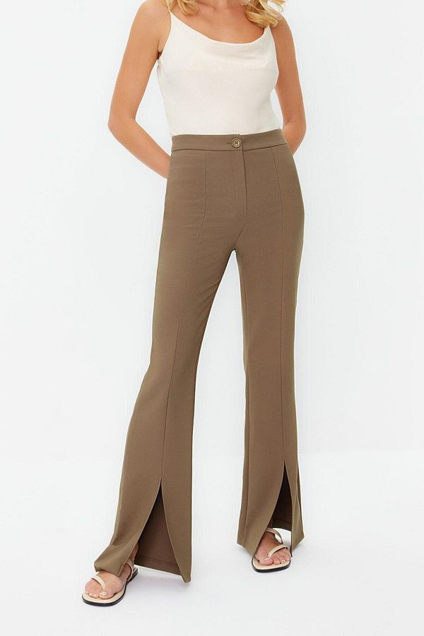 FRM New Fashion Women s Flare Pants Wide Leg Slit Detail Regular Length Woven Trendyol