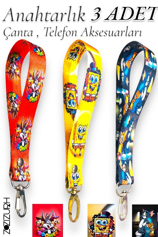 z zizuph-3 Pcs Patterned Keychain-Phone-Bag Accessory Set 1