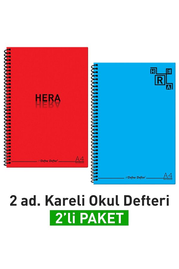 Etika-A4 School Notebook - 144 Sheets (72 Sheets), Spiraled, 2 Pack, Checked 1