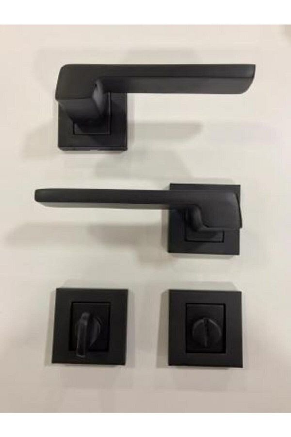 Sofuoğlu-Anka Matte Black Square Badge Door Handle Wc - Bathroom Door Handle - for Wc Doors 1