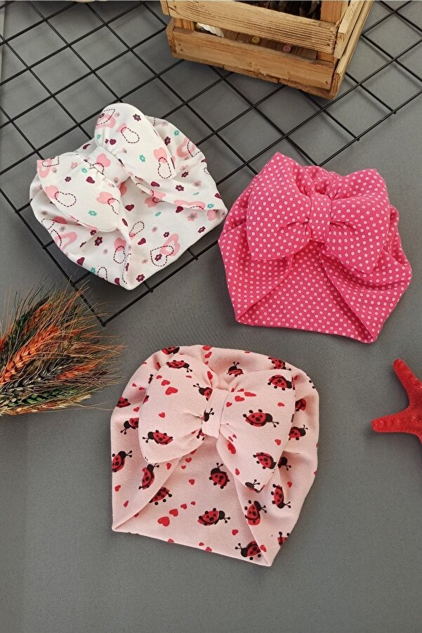 dubi baby 3 Adet Kız Bebek Bone Bandana 0-3 Yaş