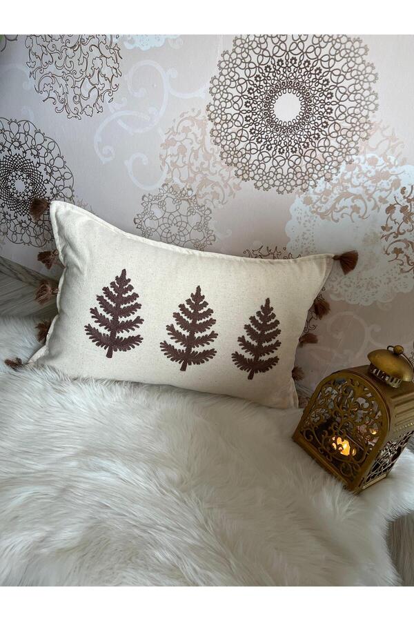 Bemonse-Dark Brown Spring Model Special Design Three Embroidered Rectangular Throw Pillow Cover 1