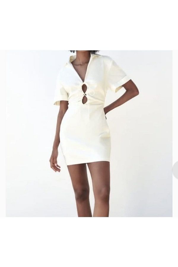 White lace up front dress outlet