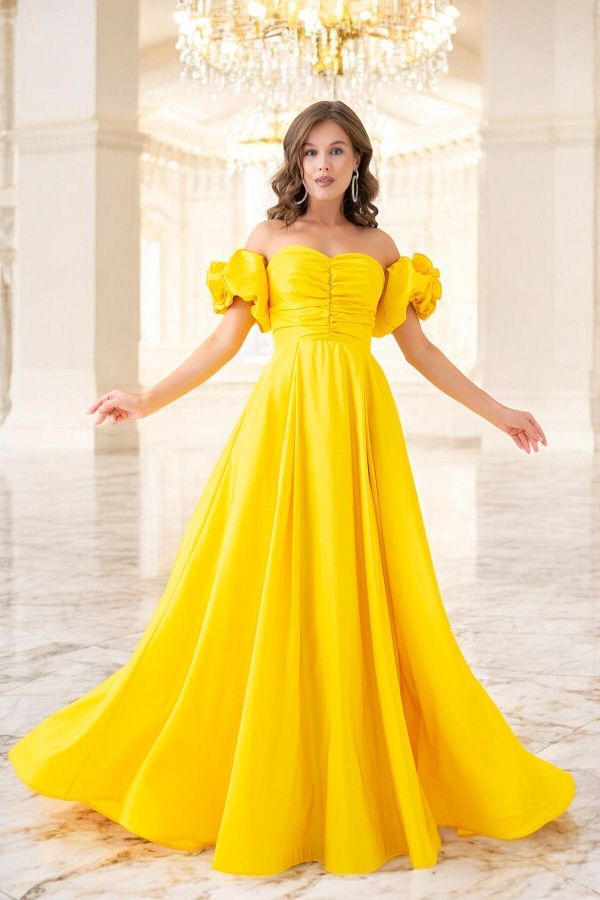 Yellow taffeta dress cheap