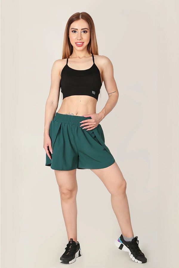 Man Of Man-Green 2-Layer Sports Shorts and Leggings with Phone Pocket - 2 in 1 1