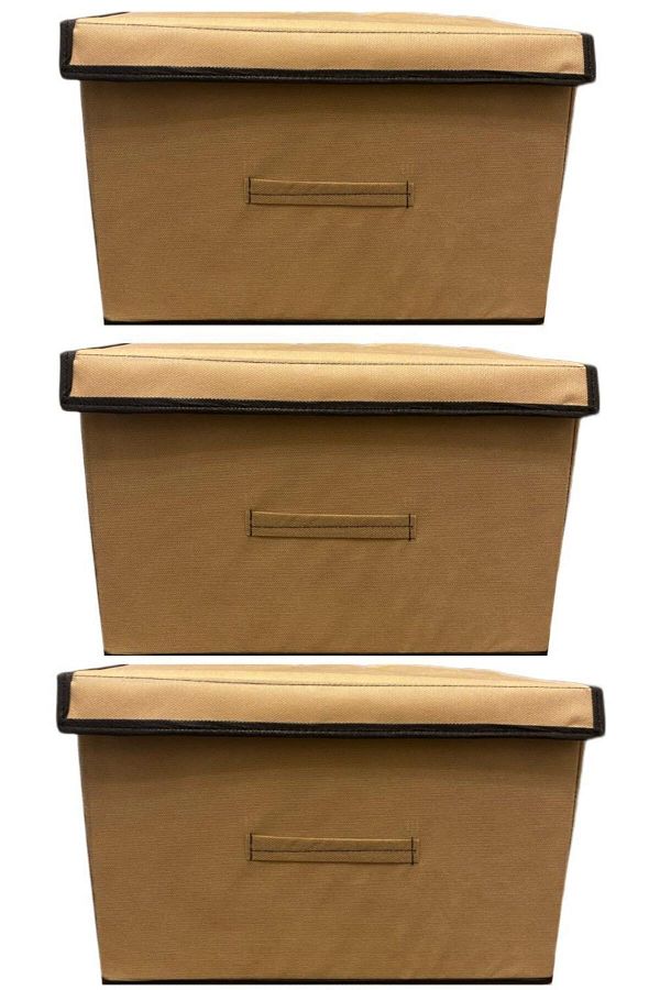 TURİNHOME-3 Boxes, Multi-Purpose Box, Fabric Box, Organizer with Lid 1