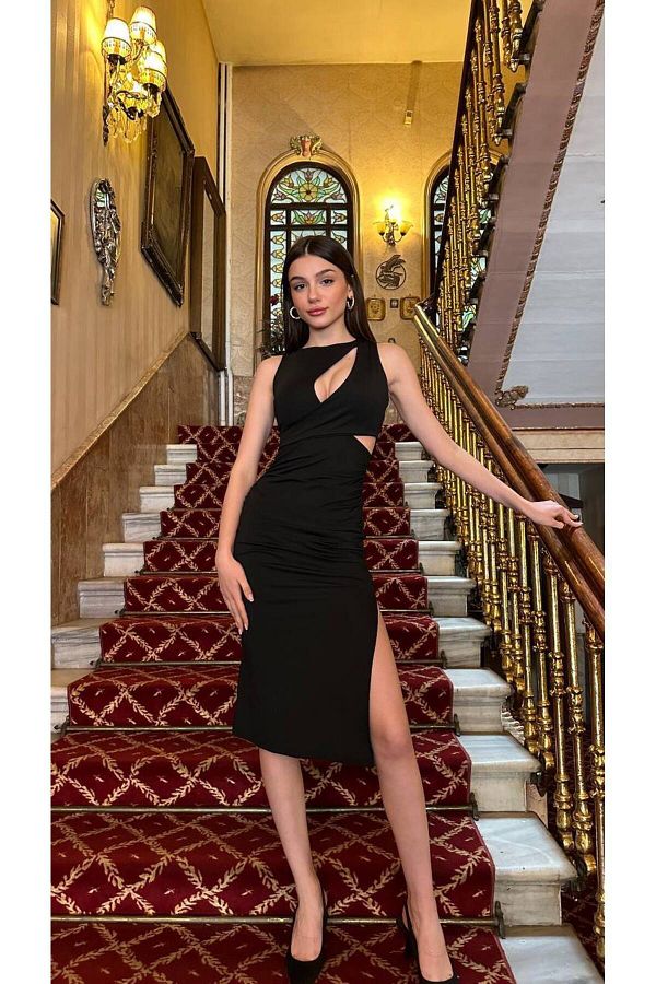 SARI Fashion Evening Prom Dress Black Slim