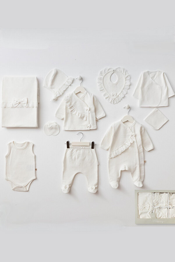 Cherub Baby Pretty Girl Kız Bebek Natural %100 Pamuk Yenidoğan Kız Bebek 10 Parça Hastane Çıkışı Zıbın Seti