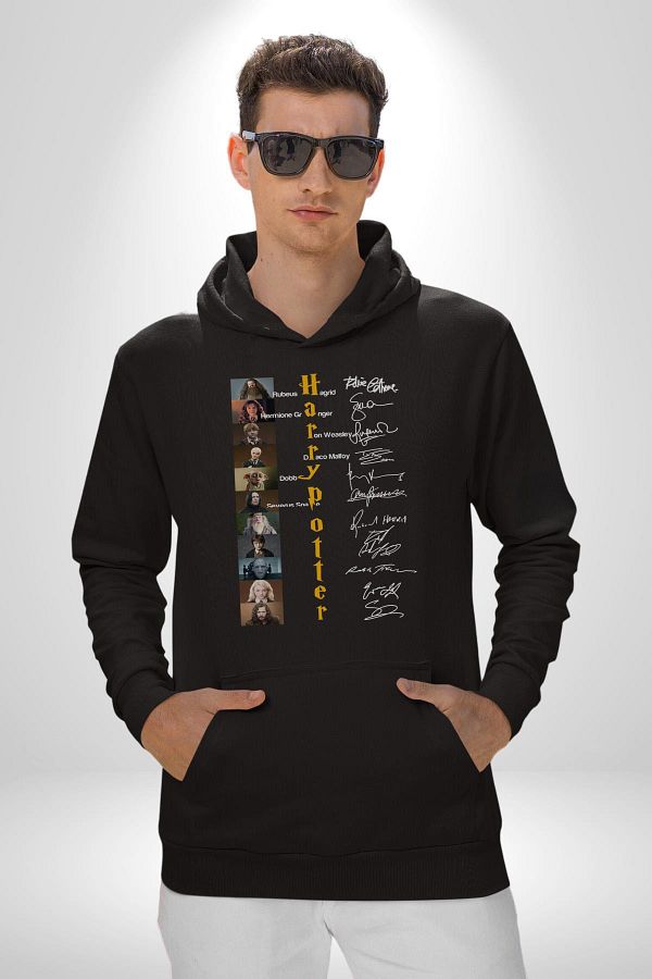 Angemiel Harry Potter Heroes Signatures Women Men Black Hooded Sweatshirt Hoodie Trendyol