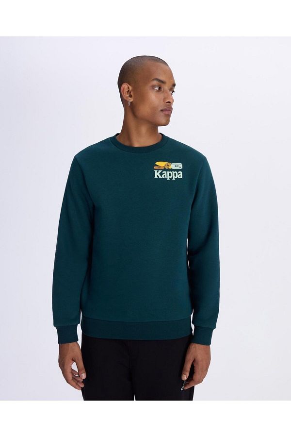 Kappa Petrol Green Graphic Pyke Men s Sweatshirt 38244Cw A2H Trendyol