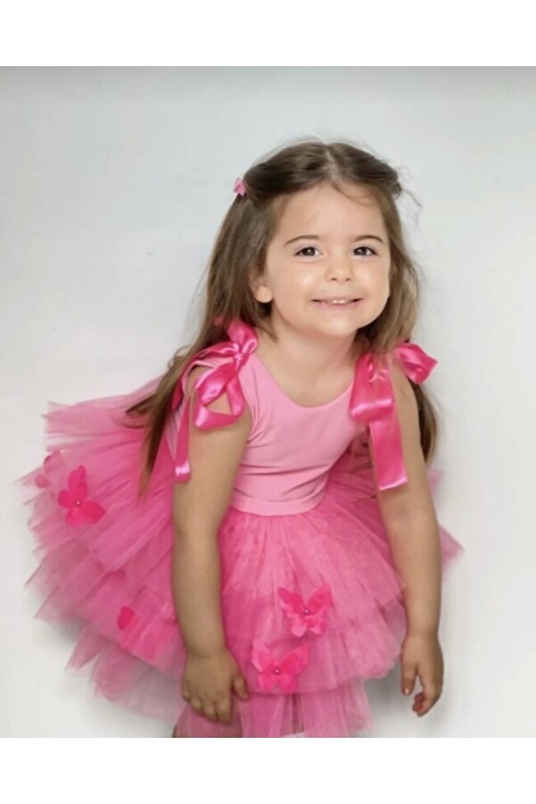 Kokosh kidss Kız çocuk kelebekli tütülü özel gün doğum günü elbisesi