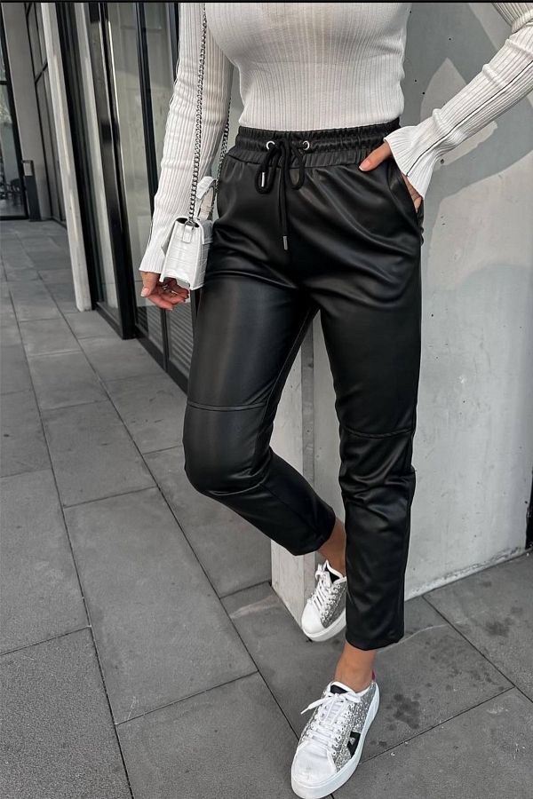 Leather jogger pants womens clearance