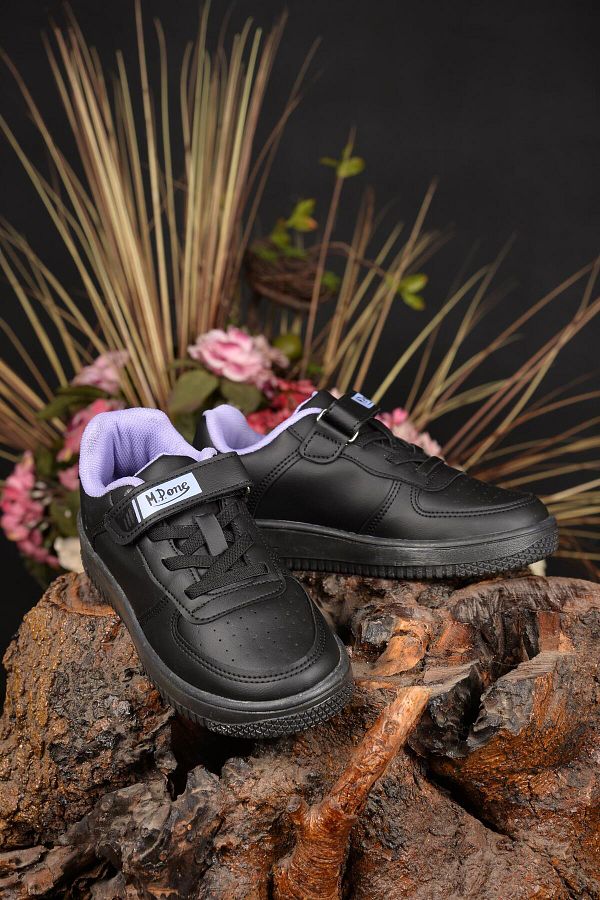 MP Girl Waterproof and Anti Slip Orthopedic Sports Shoes Comfortable Leather Black Purple with Thermo Sole Trendyol