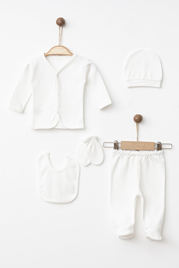 yukobaby bebeğiniz için en doğalı Bebek Raporlu Pamuk Yenidoğan Hastane Çıkışı Set Krem