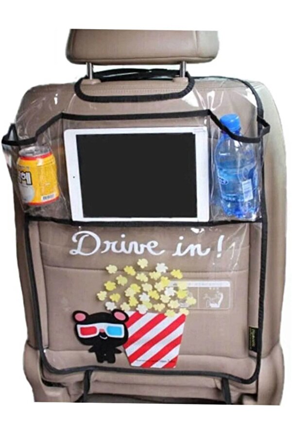 mc.pierobaby Şeffaf Cepli Araba Koltuk Organizer Araç Koltuk Arkası Koruyucu Tablet Tutucu Oto Düzenleyici 1adet