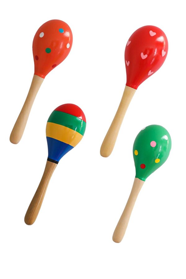 BYCEGU 18034  20 CM AHŞAP OYUNCAK MARAKAS OYUNCAK BEBEK AKTİVİTE 1 ADET MARAKAS