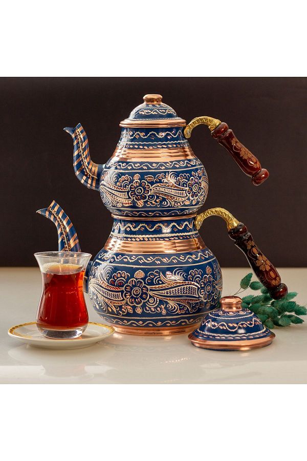 Alone-Handmade Copper Teapot 02 |   Patterned Teapot with Wooden Handle 1