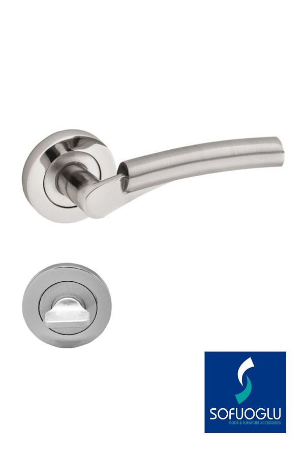 Sofuoğlu-Aluminum-Stainless Batum Round Rosette Wc Door Handle / Nickel-Satin - for Wc Doors 1
