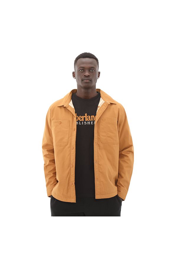 Timberland Timberland Windham Printed and Fleece Lined Men s Shacket Jacket Bronze Trendyol