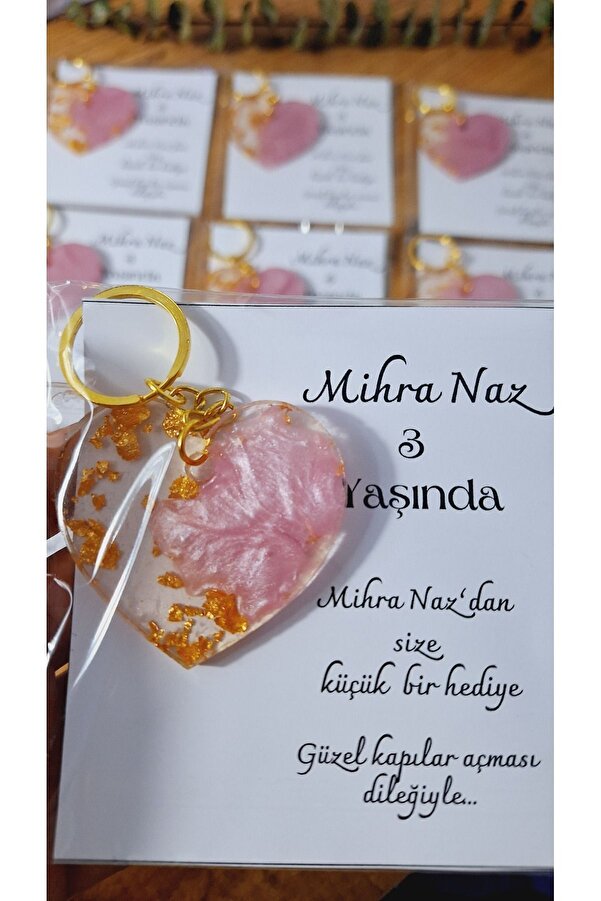 SevgiliAtolyemm Yazı Tarımlı Kalpli Anahtarlık Mevlüt, Kuran Okuma, Doğum Günü, Bebek Hediyelik 5 Adet.
