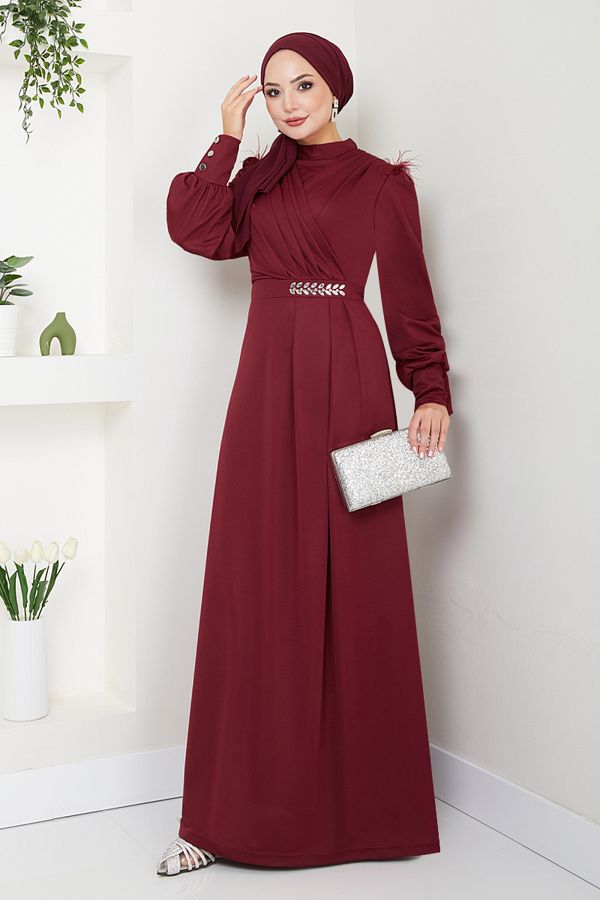 Burgundy hijab dress outlet