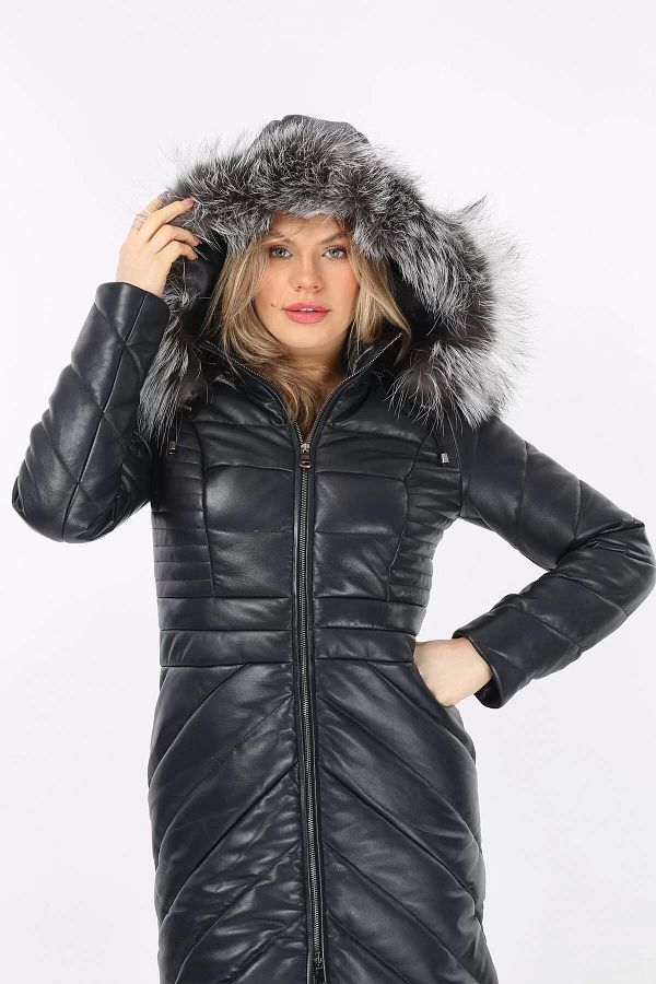 Genuine leather puffer sale