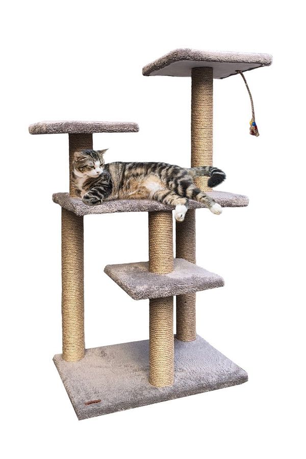 Armoni-Large Cat Scratching Board - 3 Posts and Steps, Gray 1