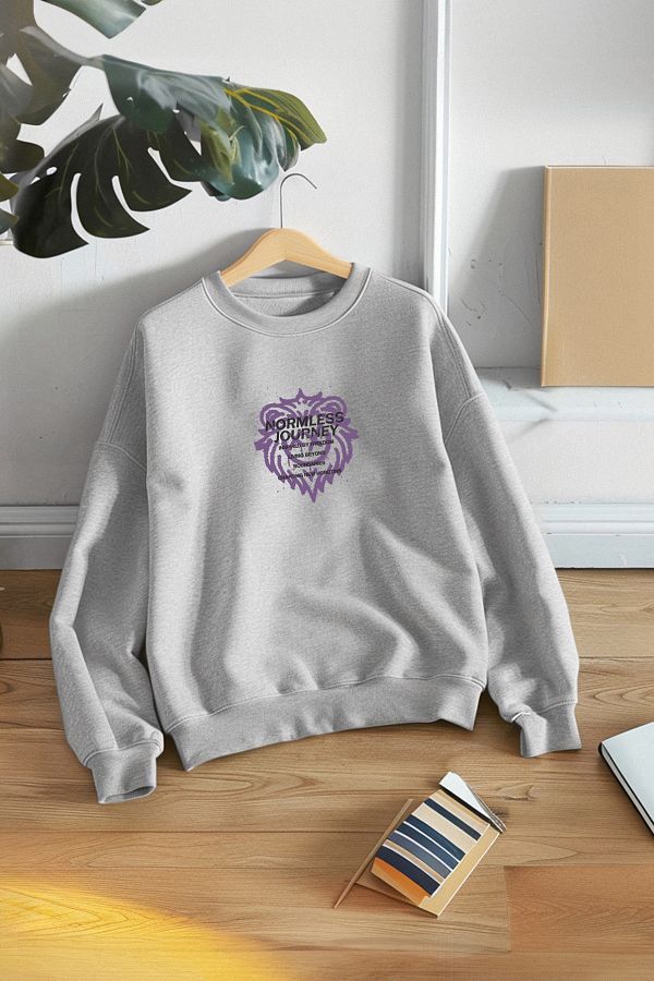Edit by Trendyol-Unisex šedá teplá mikina s výstřihem - Regular Cut Tedaw25Sw00035 1