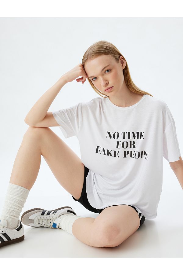 Koton-Αθλητικό μπλουζάκι Oversize Slogan Printed - Crew Neck, κοντό μανίκι 1